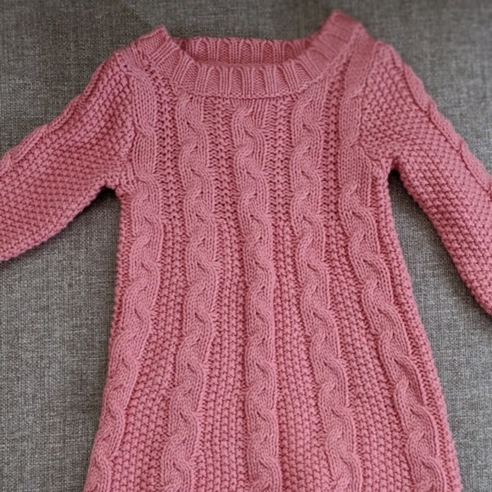 🆕 NWT Original Gymboree Cable Knit Sweater Dress in Bright Rose 6-12 months